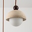 Suspension Vara à 3 lumières - travertin (pierre naturelle) et verre laiteux, ronde