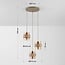 Hanglamp Sani met 3 kappen van travertin en amber glas - beige
