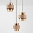 Hanglamp Sani met 3 kappen van travertin en amber glas - beige