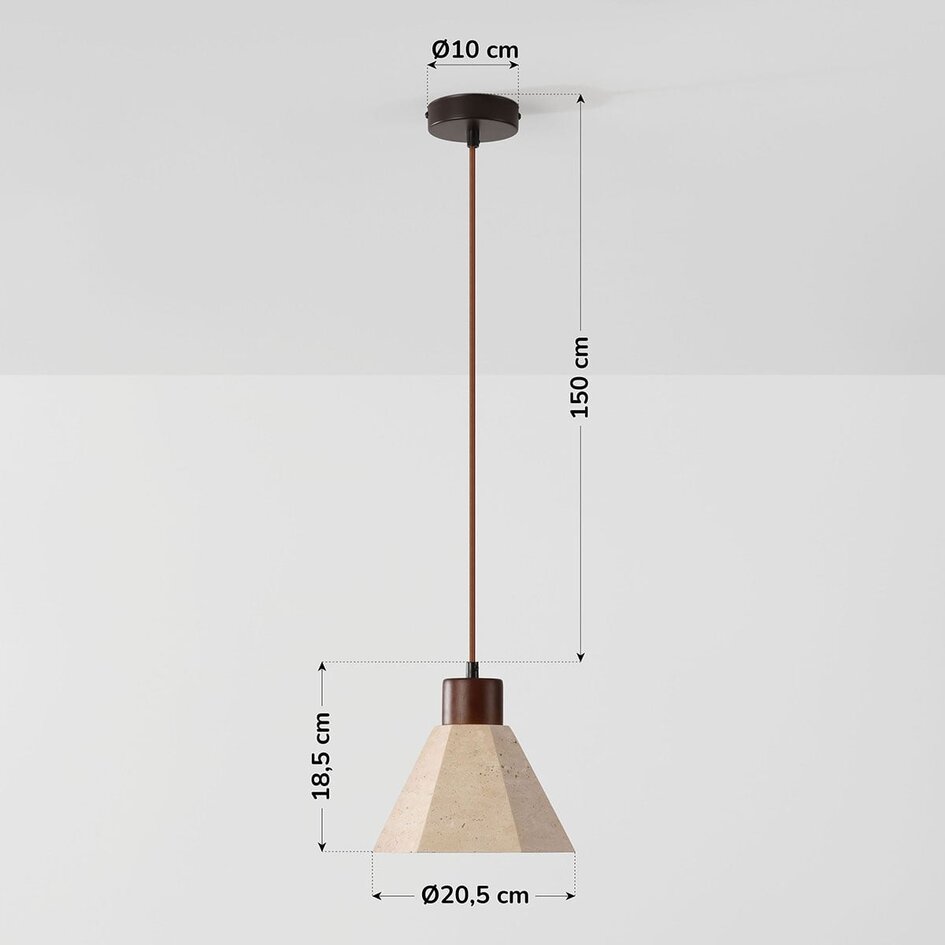 Hanglamp Petra van travertin en hout - bruin