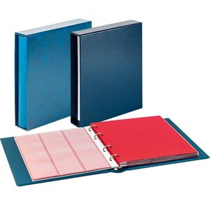 Album Karat 1106 (E), incl. 10 sheets (K2R(3x), K3R(2x), K4R, K5R, K6R(2x), KR8) - suitable for div. Ø mm - Blue, incl slipcase - 4 Rings - Dim: 210 x 225 x 35