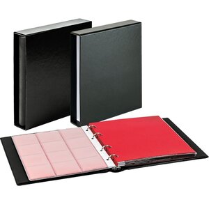 Album Karat 1106 (E), incl. 10 sheets (K2R(3x), K3R(2x), K4R, K5R, K6R(2x), KR8) - suitable for div. Ø mm - Black, incl slipcase - 4 Rings - Dim: 210 x 225 x 35