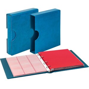 Album Karat 1106 (EK), incl. 10 sheets (K2R(3x), K3R(2x), K4R, K5R, K6R(2x), KR8) - suitable for div. Ø mm - Blue, incl slipcase - 4 Rings - Dim: 210 x 225 x 35
