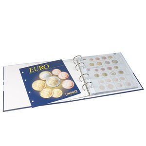 Album Karat 1108 (M), incl. 7 sheets (1108-1, 2, 3, 7, 16, 19, 22) - suitable for Euro (1 ct./ 2 euro) - Design Euro Coins - 4 Rings - Dim: 230 x 240 x 55