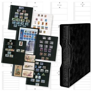 Combi deal; Album Regular (1124), incl. 20 Omnia sheets (014) - 6 compartment(s)  - Black, incl slipcase - 18 Rings - Dim: 305 x 317 x 50