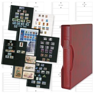 Combi deal; Album Regular (1124), incl. 20 Omnia sheets (09) - 1 compartment(s)  - Wine red, incl slipcase - 18 Rings - Dim: 305 x 317 x 50