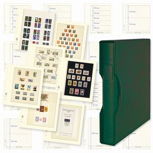 Offre combinée; Album Regular (1124), incl. 20 feuilles T-Blanco (802512) - 5 qui convient pour  - Vert, incl boite de protection - 18 Anneaux - Dim: 305 x 317 x 50