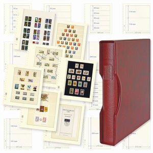 Offre combinée; Album Regular (1124), incl. 20 feuilles T-Blanco (802107) - 1 qui convient pour  - Rouge vin, incl boite de protection - 18 Anneaux - Dim: 305 x 317 x 50