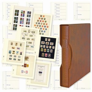 Kombi-Angebot; Album Regular (1124), incl. 10 dT-Blanko Blätter (802204) - 2 er Einteilung  - Hellbraun, incl Schutzkassette - 18 Ringe - Abm: 305 x 317 x 50