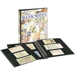 Offre combinée; Album Regular (3701), incl. 10 feuilles feuilles Tranparente - 2 / 3 qui convient pour:  240 x 140/90 mm - Design Banknotes, incl boite de protection - 18 Anneaux - Dim: 305 x 317 x 50