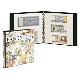 Offre combinée; Album Regular (3701), incl. 10 feuilles feuilles Tranparente - 2 / 3 qui convient pour:  240 x 140/90 mm - Design Banknotes, incl boite de protection - 18 Anneaux - Dim: 305 x 317 x 50