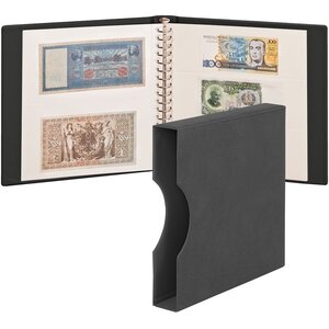 Album Regular (1104), incl. 20 sheets Crystal Clear sheets - 2 / 3 compartment(s):  240 x 140/90 mm - Black, incl slipcase - 18 Rings - Dim: 305 x 317 x 50