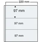 Insteekbladen - Compact A4,  1 vaks indeling: 220 x 97 mm - Transparent 4 Rings - afm: 220 x  262/297 mm ■ per stuk