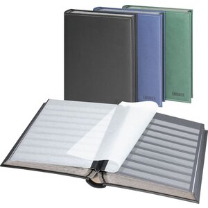 Insteekalbum A4, 60 bladzijden (Zwart ) - 9 stroken - Zwart - serie Diamant, Linnen structuur met sierstiknaden - afm: 230 x 305 x 50 ■ per st.