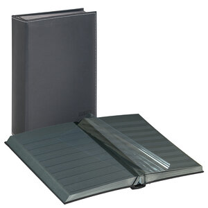 Insteekalbum A4, 60 bladzijden (Zwart ) - 9 stroken - Zwart - serie Diamant, Linnen structuur met sierstiknaden - afm: 230 x 305 x 50 ■ per st.