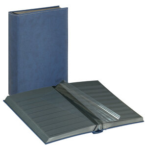 Insteekalbum A4, 60 bladzijden (Zwart ) - 9 stroken - Blauw - serie Diamant, Linnen structuur met sierstiknaden - afm: 230 x 305 x 50 ■ per st.