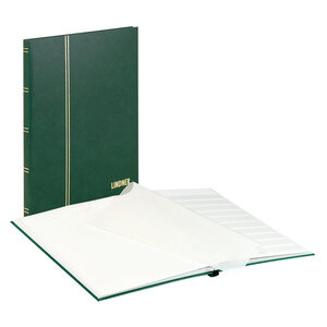 Einsteckalbum A4, 16 Seiten (Weiß) - 10 Streifen - Grün - serien Standard, Leder-Optik - Abm: 230 x 305 x 20 ■ Pro Stk.