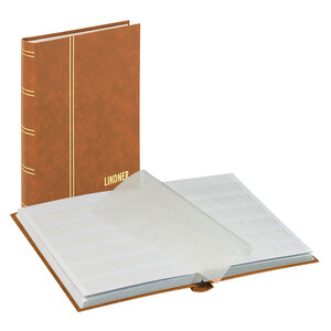 Insteekalbum A5, 32 bladzijden (Wit ) - 6 stroken - Lichtbruin - serie Standard, Kunstleder - afm: 165 x 220 x 30 ■ per st.