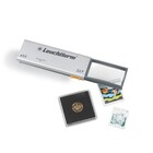 Zakformaat loupe(Duplex), Uitschuifbaar 2 zijdig, Vergrotings factor:  3x / 6x, Lens afmeting 25 x 50 mm, met LED (2x) - Afm: 102 x 40 x 11 mm ■ per: stuk