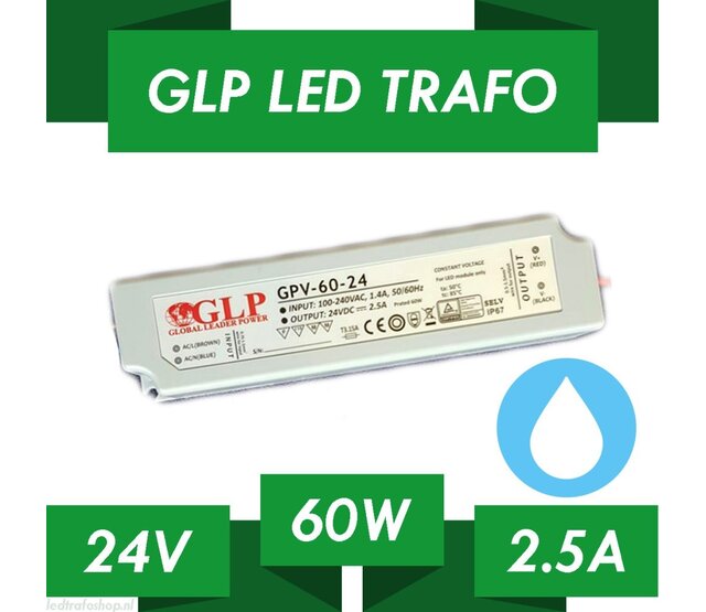 60W 24V 2,5A LED-Netzteil IP67 wasserdicht – GLP GPV-60-24 – Stromversorgung für LED-Streifen & Beleuchtung – 60 Watt 24 Volt 2,5 Ampere – Schutzklasse IP67 60W 24V 2,5A LED-Netzteil IP67 wasserdicht – GLP GPV-60-24 – Stromversorgung für LED-Streifen & Beleuchtung – 60 Watt 24 Volt 2,5 Ampere – Schutzklasse IP67