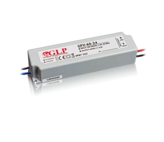 60W 24V 2,5A LED-Netzteil IP67 wasserdicht – GLP GPV-60-24 – Stromversorgung für LED-Streifen & Beleuchtung – 60 Watt 24 Volt 2,5 Ampere – Schutzklasse IP67 60W 24V 2,5A LED-Netzteil IP67 wasserdicht – GLP GPV-60-24 – Stromversorgung für LED-Streifen & Beleuchtung – 60 Watt 24 Volt 2,5 Ampere – Schutzklasse IP67