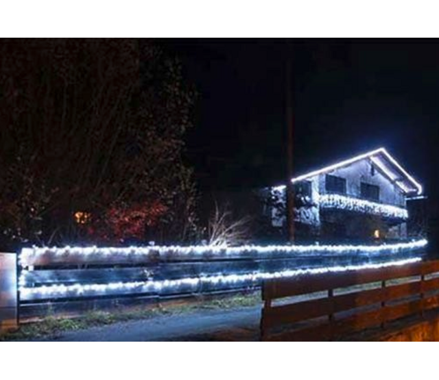 10m LED Lichterkette mit 100 warmweißen LEDs, 5-fach koppelbar, flackernd, IP44 wasserdicht, 24V Niedervolt – ideal für Innen- und Außendekoration