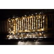 2 x 3 m LED Lichtervorhang, warmweiß, flackernd, wetterfest (IP44), 600 LEDs, 230V, energiesparend, erweiterbar bis 23 Einheiten, ideal für Haus & Garten