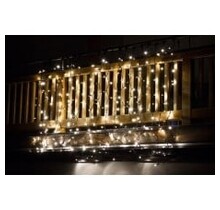 2 x 3 m LED Lichtervorhang, warmweiß, flackernd, wetterfest (IP44), 600 LEDs, 230V, energiesparend, erweiterbar bis 23 Einheiten, ideal für Haus & Garten