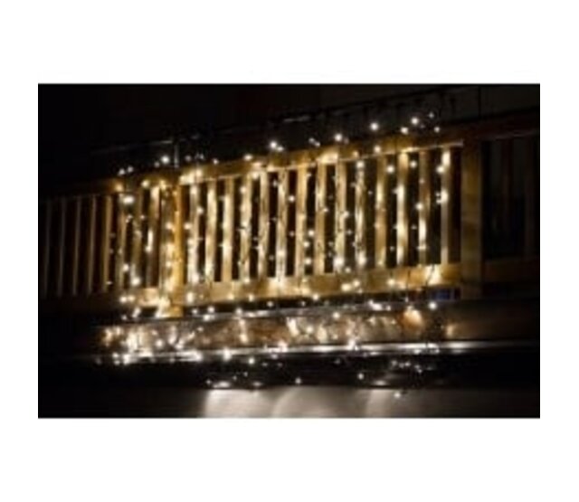 2 x 3 m LED Lichtervorhang, warmweiß, flackernd, wetterfest (IP44), 600 LEDs, 230V, energiesparend, erweiterbar bis 23 Einheiten, ideal für Haus & Garten
