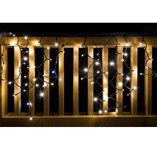 Warmweiße LED-Eiszapfen-Lichterkette, 50 x 90 cm, energieeffizienter LED-Streifen, frostresistente Weihnachtsbeleuchtung für außen, wetterfest, inkl. Montagezubehör
