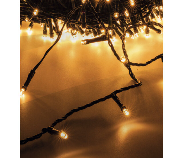 Warmweiße Weihnachtsbeleuchtung – 200 LEDs, 14 Meter, 8 Lichtmodi, Timer, IP44 für Innen- und Außenbereich – LUKSUS