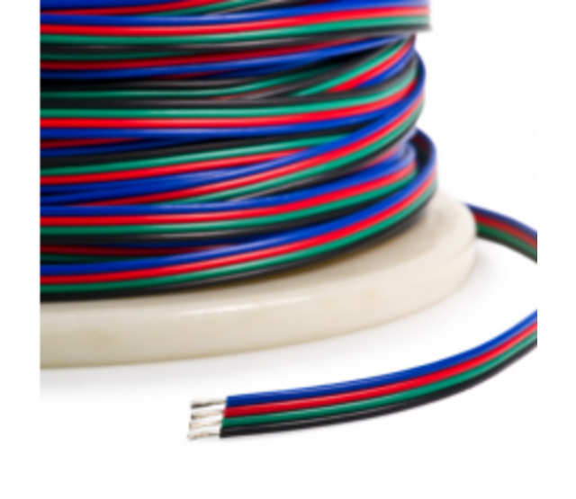 4-polige RGB LED-Kabel, 4x0,56mm² Querschnitt, 1 Meter laufender Meter – für LED-Streifen, 12V/24V, wasserdicht, flexible Anschlussleitung