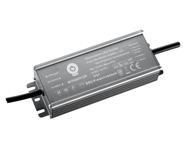 24V 80W dimmbares 1-10V LED-Netzteil, IP67 geschützt, Konstantspannung, Aluminiumgehäuse, ideal für Innen- und Außenbeleuchtung