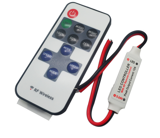 LED Streifen Dimmer für einfarbige LED Streifen – Präzise Helligkeitsregelung für 12V/24V LED-Beleuchtung, kompatibel mit RGBW-Controllern, PWM-Technologie, max. 144W/6A, einfache Installation, inkl. Fernbedienung LED Streifen Dimmer für einfarbige LED Streifen – Präzise Helligkeitsregelung für 12V/24V LED-Beleuchtung, kompatibel mit RGBW-Controllern, PWM-Technologie, max. 144W/6A, einfache Installation, inkl. Fernbedienung