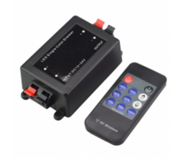 Funk-LED-Streifen-Dimmer mit Fernbedienung – 12V/24V, 8A, PWM-Technologie, für RGB/RGBW/LED-Streifen, kompatibel mit 96W (12V) & 192W (24V), einfache Installation, präzise Helligkeitssteuerung Funk-LED-Streifen-Dimmer mit Fernbedienung – 12V/24V, 8A, PWM-Technologie, für RGB/RGBW/LED-Streifen, kompatibel mit 96W (12V) & 192W (24V), einfache Installation, präzise Helligkeitssteuerung