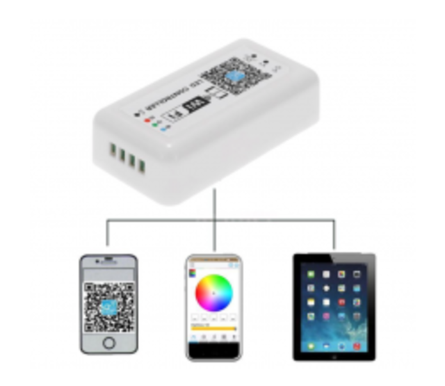 RGB LED Streifen Bluetooth Controller – 24V/12V, 5m Reichweite, App-Steuerung, 16,7 Mio. Farben, Dimmen, Timer & Effekte für Smart Home Beleuchtung RGB LED Streifen Bluetooth Controller – 24V/12V, 5m Reichweite, App-Steuerung, 16,7 Mio. Farben, Dimmen, Timer & Effekte für Smart Home Beleuchtung