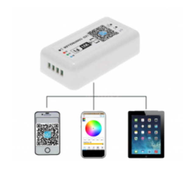 RGB LED Streifen Bluetooth Controller – 24V/12V, 5m Reichweite, App-Steuerung, 16,7 Mio. Farben, Dimmen, Timer & Effekte für Smart Home Beleuchtung RGB LED Streifen Bluetooth Controller – 24V/12V, 5m Reichweite, App-Steuerung, 16,7 Mio. Farben, Dimmen, Timer & Effekte für Smart Home Beleuchtung