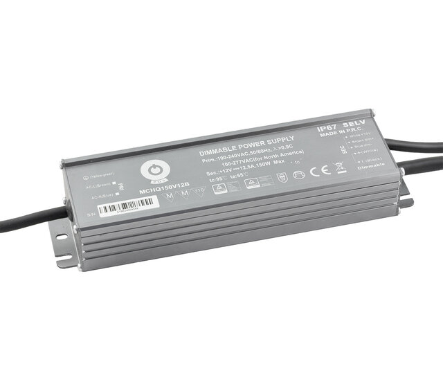 1-10V dimmbares LED-Netzteil 150 Watt 12 Volt 12,5 Ampere für LED-Streifen – IP67, wasserdicht, Konstantspannung, ideal für Innen- und Außenbeleuchtung