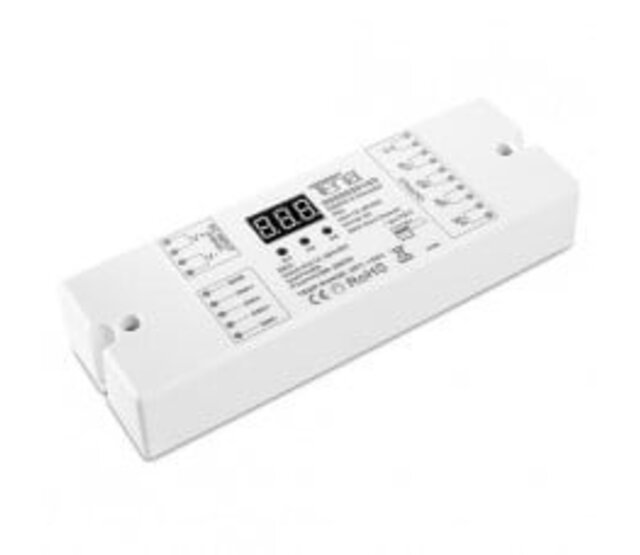 DMX-Controller Decoder 512 Kanäle, 4-Kanal 12-24V, 4x8A für LED-Streifen, RGBW-Steuerung, DMX512-Protokoll, 32A Gesamtstrom, 12-24V DC, ideal für Beleuchtungsanwendungen