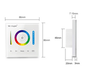 RGB/RGBW/RGBWW LED Einbaudimmer für Wandmontage – Steuerung von LED-Streifen, Spots & Leuchten, 12-24V DC, PWM-Technologie, Touch- oder Drehregler, max. 144W/6A, DALI-kompatibel RGB/RGBW/RGBWW LED Einbaudimmer für Wandmontage – Steuerung von LED-Streifen, Spots & Leuchten, 12-24V DC, PWM-Technologie, Touch- oder Drehregler, max. 144W/6A, DALI-kompatibel