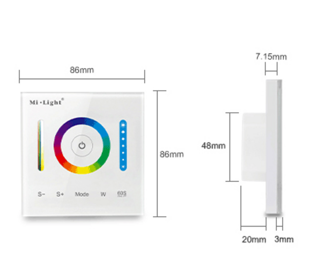 RGB/RGBW/RGBWW LED Einbaudimmer für Wandmontage – Steuerung von LED-Streifen, Spots & Leuchten, 12-24V DC, PWM-Technologie, Touch- oder Drehregler, max. 144W/6A, DALI-kompatibel RGB/RGBW/RGBWW LED Einbaudimmer für Wandmontage – Steuerung von LED-Streifen, Spots & Leuchten, 12-24V DC, PWM-Technologie, Touch- oder Drehregler, max. 144W/6A, DALI-kompatibel