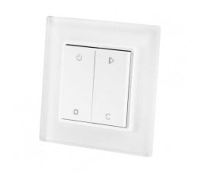 Funk-Wanddimmer für LED-Streifen (RGB/Warmweiß) – Inbau-Dimmer für LED-Beleuchtung, 12-24V, 144W max., Touch-Bedienung, kompatibel mit Smart-Home-Systemen