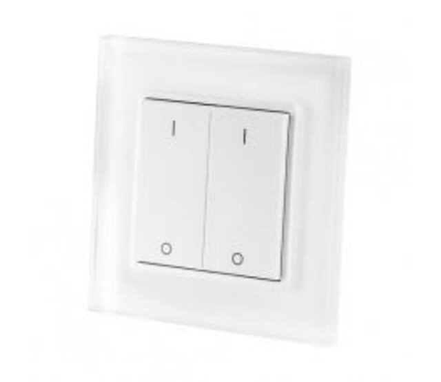 Drahtloser Wanddimmer für LED-Streifen – 2 Zonen, 12V/24V, max. 144W, RF-Fernbedienung, PWM-Technologie, kompatibel mit RGB/RGBW LED-Streifen, einfache Montage, präzise Helligkeitssteuerung