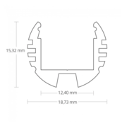 Rundes LED-Streifen-Profil 2 Meter mit Diffusorabdeckung, 18,73 mm x 15,32 mm, Aluminium, 09.1ALU, für gleichmäßige Lichtverteilung, ideal für Innen- und Außenbeleuchtung Rundes LED-Streifen-Profil 2 Meter mit Diffusorabdeckung, 18,73 mm x 15,32 mm, Aluminium, 09.1ALU, für gleichmäßige Lichtverteilung, ideal für Innen- und Außenbeleuchtung