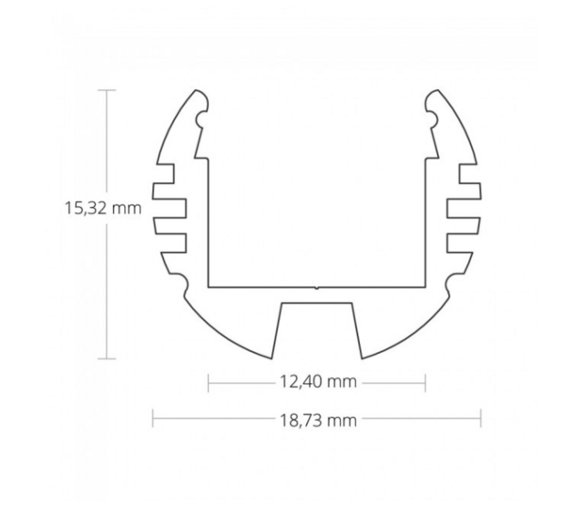 Rundes LED-Streifen-Profil 2 Meter mit Diffusorabdeckung, 18,73 mm x 15,32 mm, Aluminium, 09.1ALU, für gleichmäßige Lichtverteilung, ideal für Innen- und Außenbeleuchtung Rundes LED-Streifen-Profil 2 Meter mit Diffusorabdeckung, 18,73 mm x 15,32 mm, Aluminium, 09.1ALU, für gleichmäßige Lichtverteilung, ideal für Innen- und Außenbeleuchtung