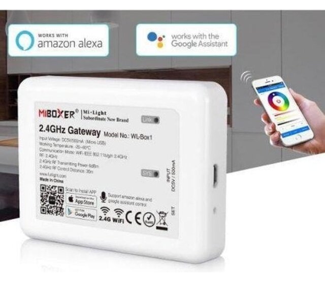 MiBoxer WL-Box2 – WLAN-Gateway für kompatible 2,4-GHz-RF-Geräte