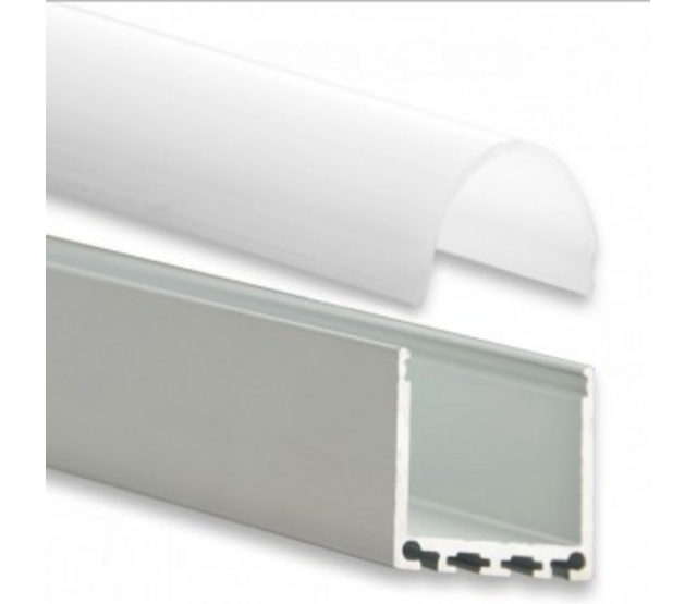 LED Streifen Profil XL 2 Meter mit runder Abdeckung 24mm, 36,79mm x 11,69mm - XL7.C4ALU, Aluminium, für LED-Beleuchtung, Montageprofil, Lichtleiste LED Streifen Profil XL 2 Meter mit runder Abdeckung 24mm, 36,79mm x 11,69mm - XL7.C4ALU, Aluminium, für LED-Beleuchtung, Montageprofil, Lichtleiste