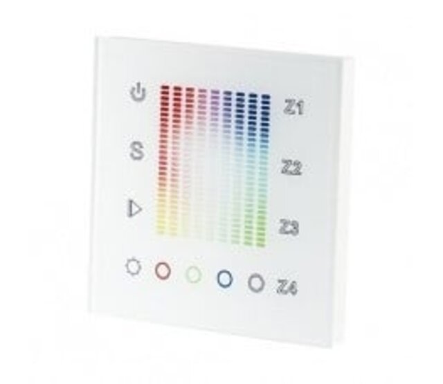 Drahtloser Wanddimmer für RGB & RGB/WW LED Streifen mit DMX-Steuerung, 4-Zonen-Kontrolle, kompatibel mit 24V/12V LED-Technik, dimmbar, einfach zu installieren