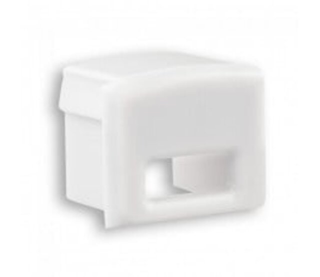 Endkappe mit Kabeldurchführung für LED-Streifen – 02WIT | Weiß, 8 mm Durchmesser, IP20, passend für 10 mm breite LED-Profile | Einfache Montage, saubere Kabelverlegung