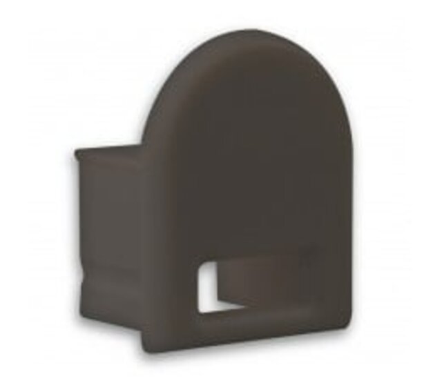 Schwarze Endkappe mit Kabeldurchführung für LED Streifen Profil 05.2, 5 mm Durchmesser, IP20, kompatibel mit Aluminiumprofilen, ideal für LED-Beleuchtungssysteme